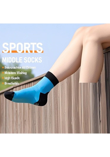 Springsun Spor Atletleri İçin Bisiklet Çorapları - Yol Ve Dağ Bisikleti, Koşu Aktivitesi İçin Nem Emici, Ventileli Orta Bilek Uzunluğu Siyah/mavi/gri Gri