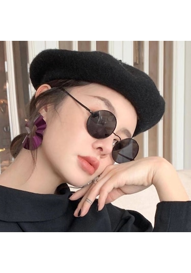 Metalik Daire İçinde Retro Vintage Lennon Stilinden İlham Alan Küçük Polarize Güneş Gözlükleri Çok Renkli