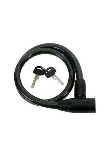 Knt Anahtarlı Siyah Renk Halat Kilit 12 MM x 80 CM Siyah