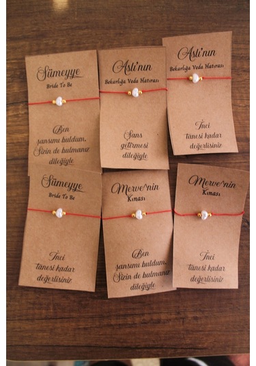 50 Adet İncili Kırmızı Şans Bilekliği - Kına Hediye - Kişiyeözel