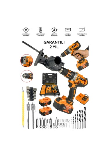 Bakır Sargı Darbeli Şarjlı Matkap Tilki Testere Aparatı Hediyeli