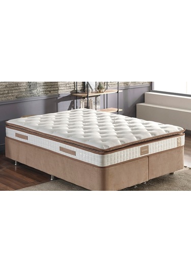 Nironyatak Niron Queen Çift Kişilik Pedli Yatak Seti 150X200 Sütlü Kahve Kum