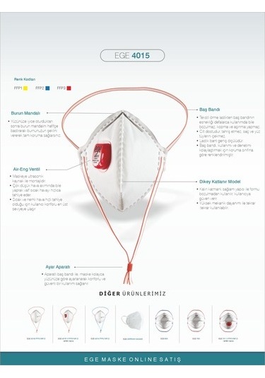 Ege 4015 V FFP3 NR N99 Ventinli Maske 10'Lu