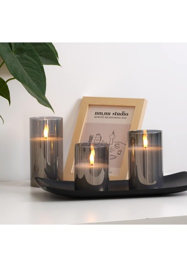 Yunboo Ev Ve Düğün İçin Uzaktan Kumandalı Cam Mum Lambası - Ateşsiz, 10 Tuşlu, Saf Beyaz 3'lü Set Kumanda Dahil