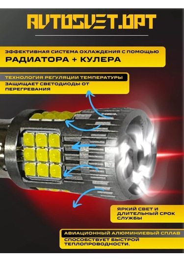 Avtosvet Opt S0072 Güçlü P21w Beyaz Led Yan Lambaları 2'li 193695811