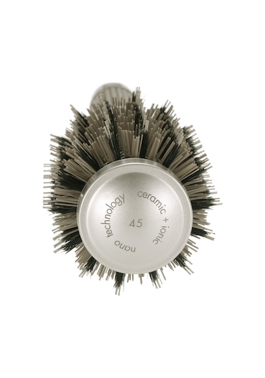 Singree 45mm Seramik Silindir Fön Saç Tarzı Aleti - Domuz Tüyü + Nilon Iğneler - Isı Dağıtıcı Alüminyum Boru - Kaymazsız Lastik Kolu