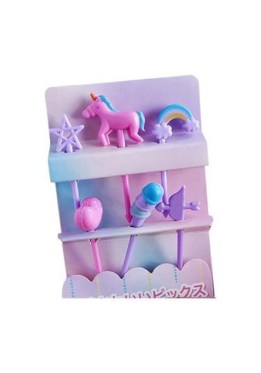 6 Adet Mini Karikatür Yemek Meyve Çatal Seti Çocuklar İçin Tatlı Çatalı Dekor Parti Malzemesi Çok Renkli