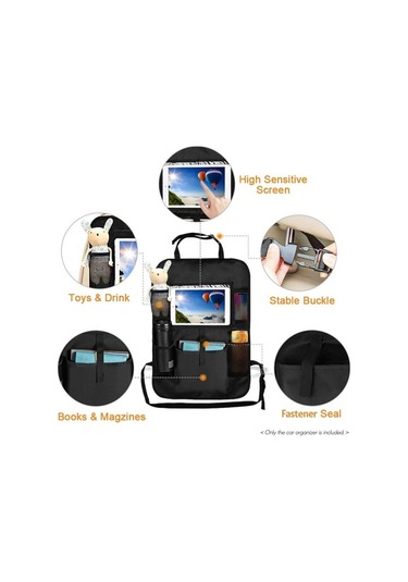 Novahub 2'li Katlanabilir Araç Koltuğu Koruyucu - Çocuklar İçin Saklama Cepleri Ve Tablet Tutucu - Premium 600d Kumaş, Siyah/