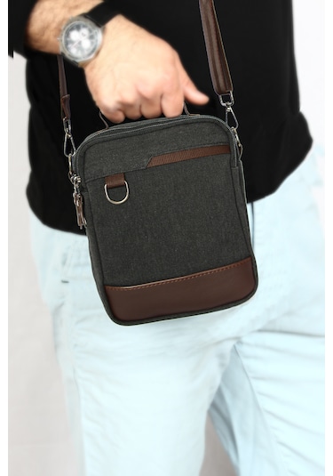 Bay Pablo C86 Antrasit Kanvas El Ve Omuz Çantası