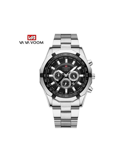 Gümüş Va Va Voom Kuvars Kol Saatleri Moda Erkek Izle İş Tarzı Paslanmaz Çelik Kayış Takvim Kadran Kuvars Hareketi Kol Saati