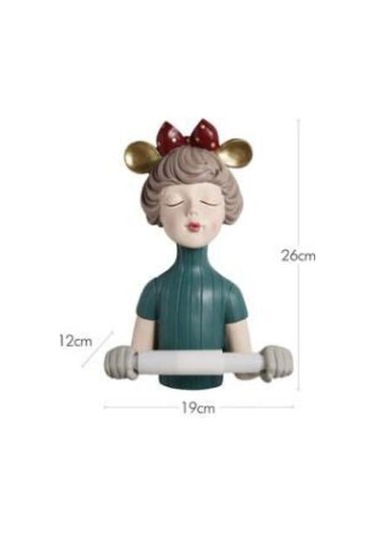 Yay Düğüm Sevimli Kızlar Reçine Heykeli Kağıt Havlu Tutucu Tuvalet Banyo Dekorasyon Yıkama Havlu Depolama Raf Dekorasyon El Sanatları Kağıt Tutucular Mavi 22 x 13.6 x 11.2 CM