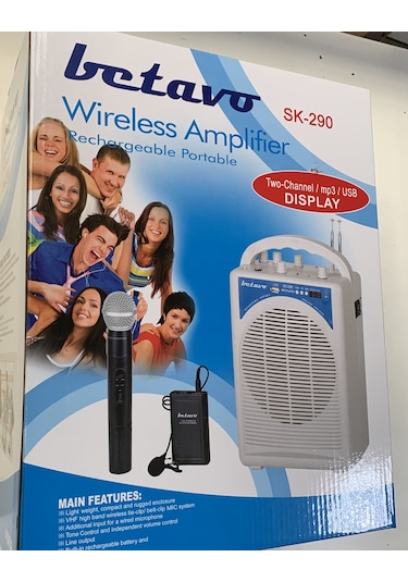 Betavo Sk-290 Kablosuz Mikrofonlu Ses Amplifikatör Hoparlör + Yak