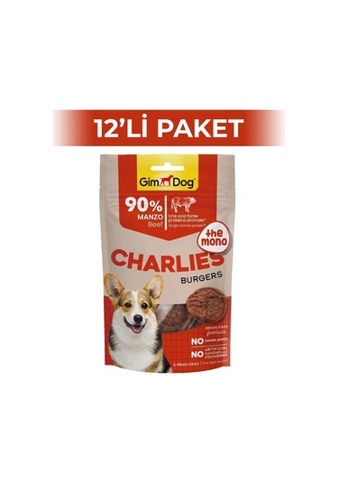 Gimdog Charlies Sığır Etli Tahılsız ve Şekersiz Köpek Ödül Maması 12 x 70 G