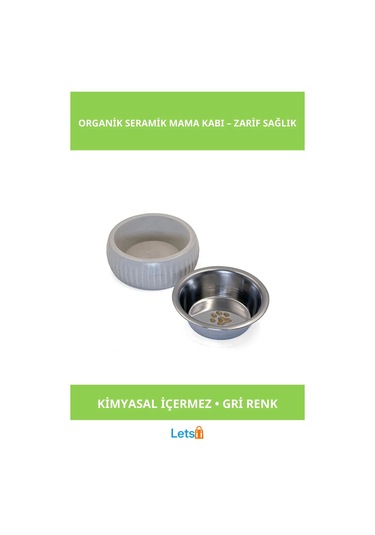 Organik Seramik Kedi Ve Köpek Mama Kabı Gri 250 Ml