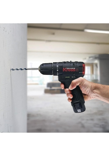 Kress KUC12 12V/2.0Ah Li-İon Çift Akülü Kömürsüz Profesyonel Şarjlı Darbeli Matkap
