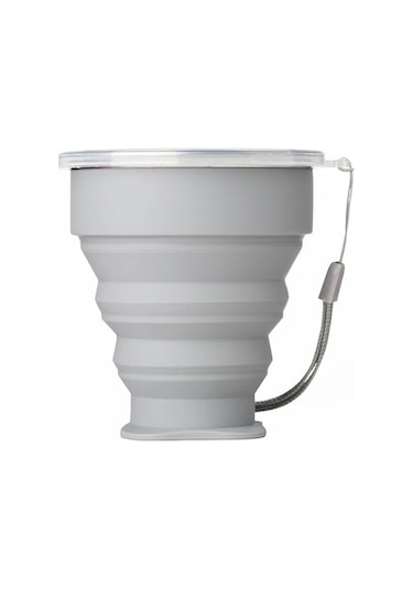 Besthome1 Taşınabilir Katlanır Kahve Handcup Kamp Piknik Yürüyüş Mini Su Bardağı Gri, Pratik Kapaklı Gri
