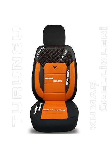 Pandami Oto Koltuk Kılıfı, 1+1 Set, Gofraj / Turuncu