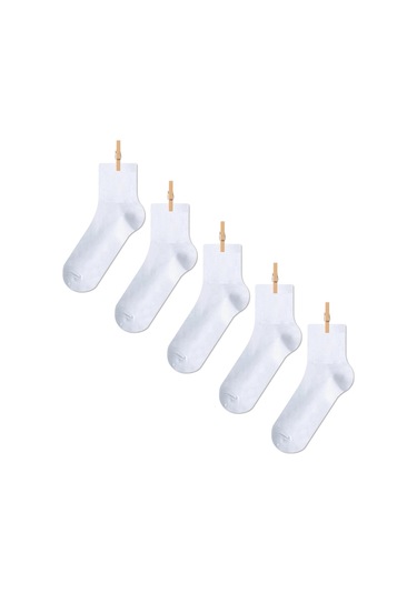 Beyaz Düz Dört Mevsim Unisex 5'li Kısa Tenis Çorap Seti Çok Renkli