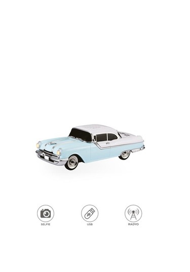 Torima D87 Bluetooth Hoparlör Retro Klasik Araba Tasarımlı 10w Fm Usb Selfie Speaker Mavi