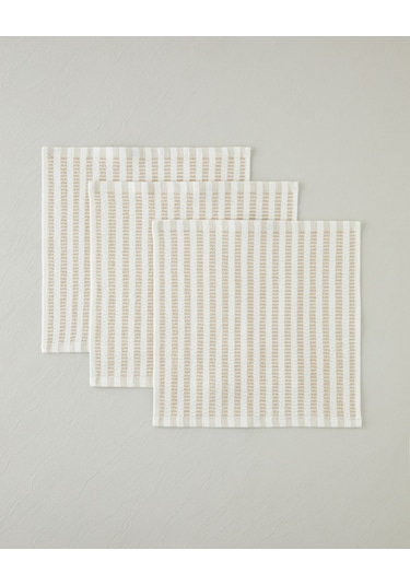 English Home Pure Plaid Pamuk Polyester 3'lü Kurulama Bezi 30x30 Cm Bej