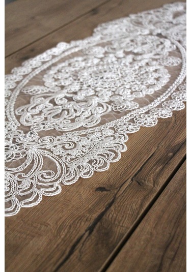 Dantel Kordon Örme Detay Masa Runner Fiskos Örtüsü 100x35 Cm 1007-dantel 001