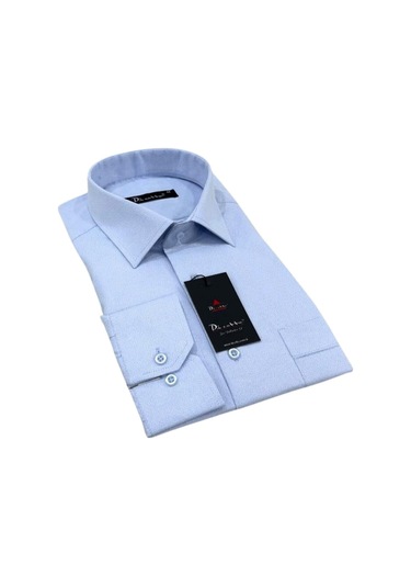 Mavi Armür Desenli Rahat Kesim Uzun Kol Erkek Gömlek Tek Cepli Klasik Regular Fit 001