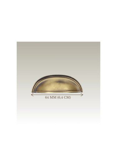 Tas Midye Çanak 64mm Antik Sarı Dolap Çekmece Vestiyer Mobilya Kulpu Metal Kulp 10 Adet Antik