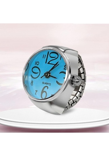 Mavi İzle Yüzük Erkekler Kadınlar Için Parmak Yuvarlak Kuvars Takı Paslanmaz Çelik Yüzük Sevgilisi Çifti Saatler Mavi