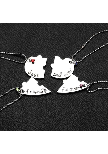 Karişikotto Bff En Iyi Arkadaş 4'Lü Kolye Best Friend Aksesuar Kolyesi Gümüş