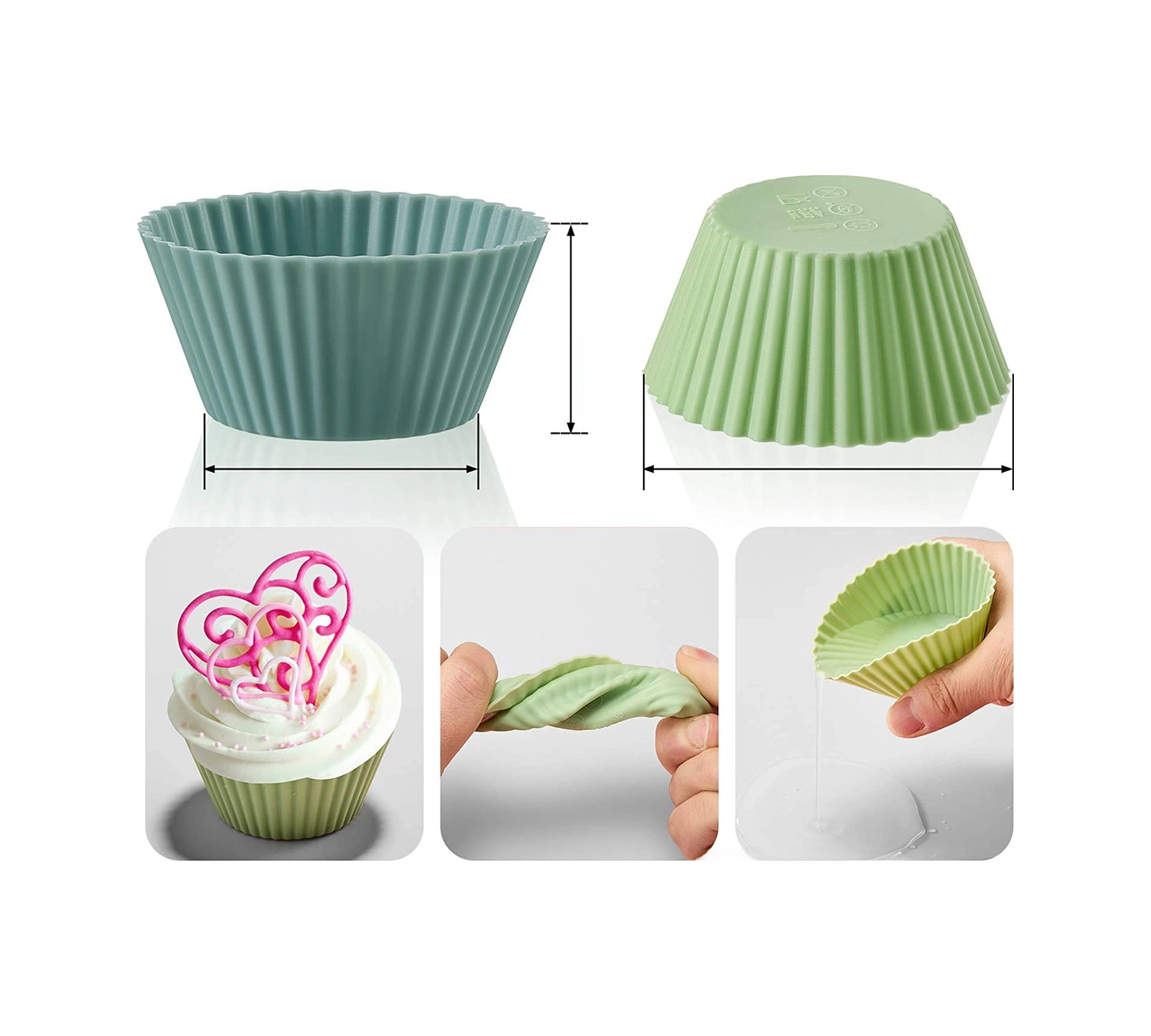 Yaleker Yemek Dereceli Silikon Muffin Kupa Seti 12 Adet - Fda & Lfgb Onaylı, Anti Yapışkan, Fırın/mikrodalga Uyumlu, 4 Renkli, Yeniden Kullanılabilir Diğer