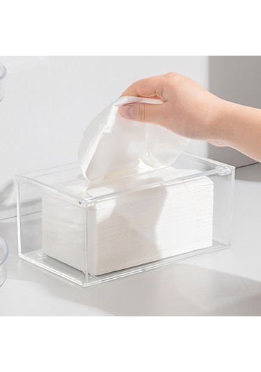 Fosenze Akrilik Şeffaf Mutfak Odası Masaüstü Havlu Kutusu - Modern Stilde Dikdörtgen Ev Kullanıma Uygun Organize Kutusu