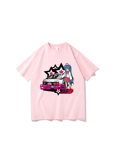 Ssentıal Anime Şanslı Yıldız Konata Karikatür T-shirt - Unisex Pamuk Manga Baskılıblackerkek Black