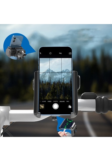 Odier Motosiklet - Bisiklet Telefon Tutucu 360 Derece Döndürme Telefon Siyah
