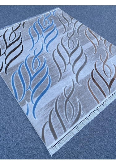 Mavi Vizon Gül Kurusu Kesme Halı 150x175 Saçaklı Akrilik Halı