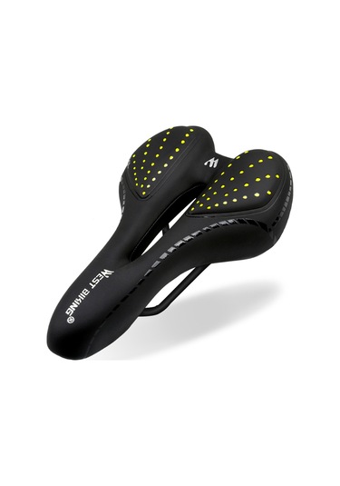 Bisiklet Sele Nefes Alabilir Pu Deri Boş Yastık Rahat Yol Mtb Bisiklet Sele Gel + Poliüretan Şok Emici Yeşil