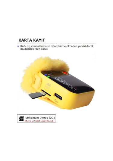 Lensgo 348C Sarı 1V2 Kablosuz İkili Mikrofon Seti