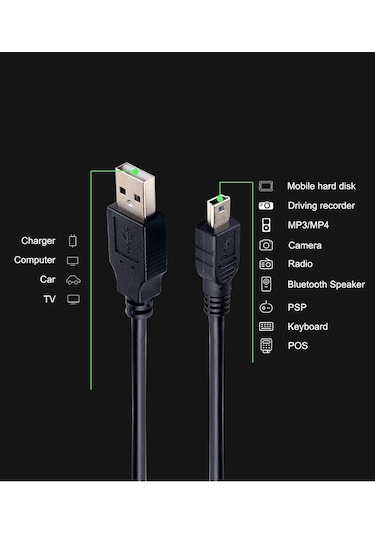 4575 Mini Usb To Usb Data Şarj Kablosu 1.5 Metre