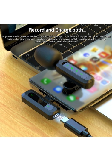 Mufunye Kablosuz Yaka Mikrofonu Sistemi Çift Mikrofon Gürültü Azaltma Kablosuz İletim Hafif Tak Ve Çalıştır F