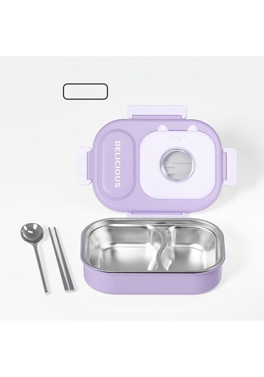 316 Paslanmaz Çelik Yalıtımlı Öğle Yemeği Kutusu Kullanışlı Öğle Yemeği Kutusu İki Bölmeli Mor