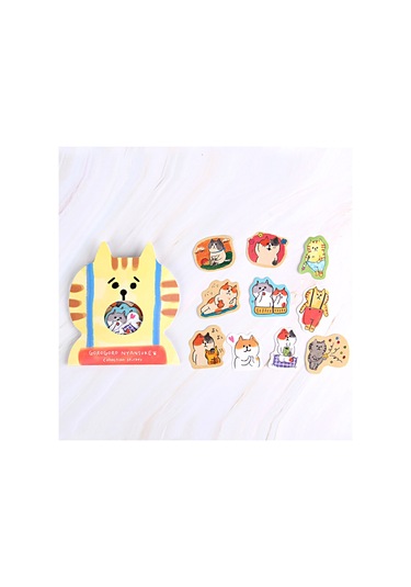 30 Küçük Çıkartma Kendin Yap El Sanatları Kedi Çok Renkli