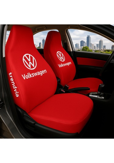 Volkswagen Uyumlu Ön Arka Koltuk Kılıfı Penye Servis Tipi Oto Koltuk Koruma Seti Kırmızı