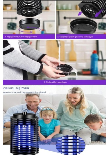 Lamba Tipi Elektrikli Sinek Sivrisinek Karasinek Öldürücü Siyah