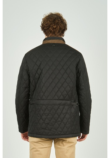 Daynax Erkek Dik Yaka Fermuar Ve Çıtçıt Kapamalı Kapitone Kaban 1000 Koyu Yeşil Koyu Yeşil