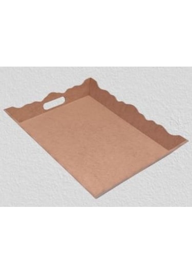 Hobi Dekoratif Model Tepsi Dikdörtgen Dalga Kenar Ahşap HAM MDF El Yapımı