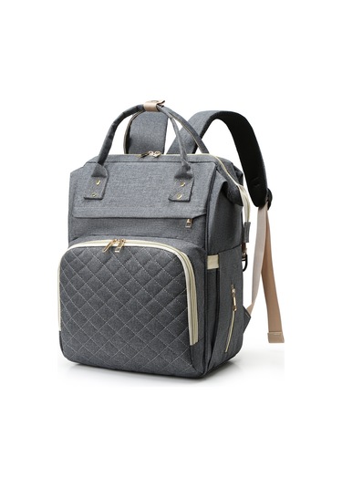 Moveevo Usb Şarj Portlu, Bebek Arabası Askılı, 3 Termal Biberon Cebi Su Geçirmez Geniş Bebek Bakım Sırt Çantası Gri