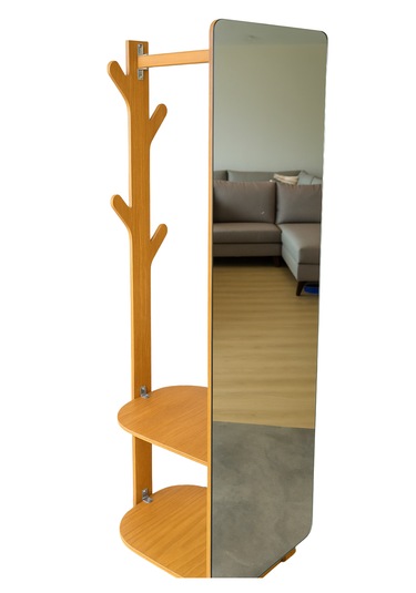 Ayna + Askılık + Raf 3 Ü Bir Arada Fonksiyonel Tasarım Kayın Kontrplak Kalitesi Ahşap