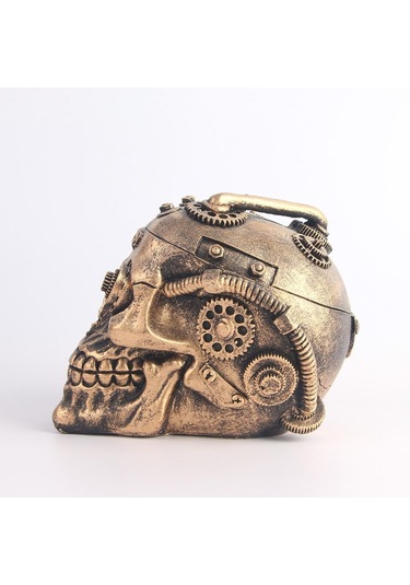 Homyl İnsan Kafatası Heykeli Oyma İskelet Kafa Kemik Heykelcik 10x15x10.5cm