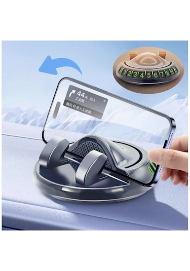 360 Dönebilen Yapışkanlı Numaratörlü Araç Telefon Tutucu
