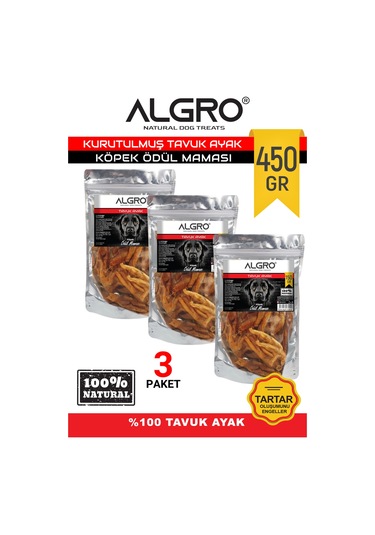 Algro Tavuk Ayak Köpek Çiğneme Maması 3 x 150 G