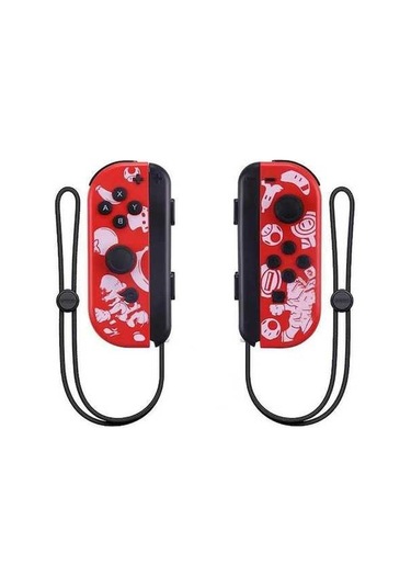 Bloomnest Kablosuz Bluetooth Joycon Gamepad Ns Sol/sağ Kol Uzaktan Kumanda + El İpi Çifti Kırmızı Mario